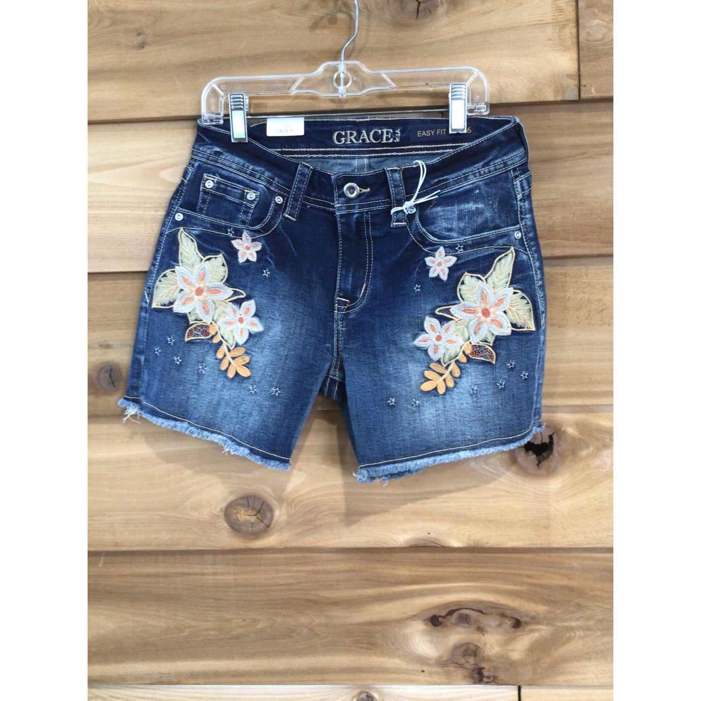 Grace in LA Women's Floral Embroidery Shorts-