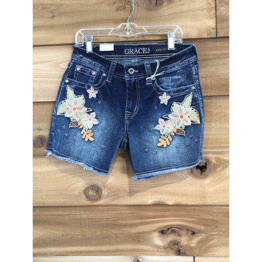 Grace in LA Women's Floral Embroidery Shorts-