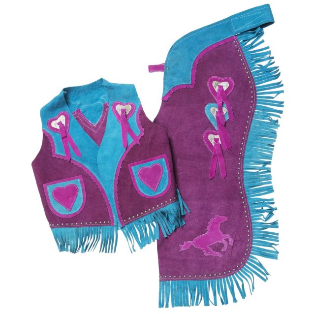 Tough 1 Galloping Horse & Hearts Premium Youth Cha and Vest Set