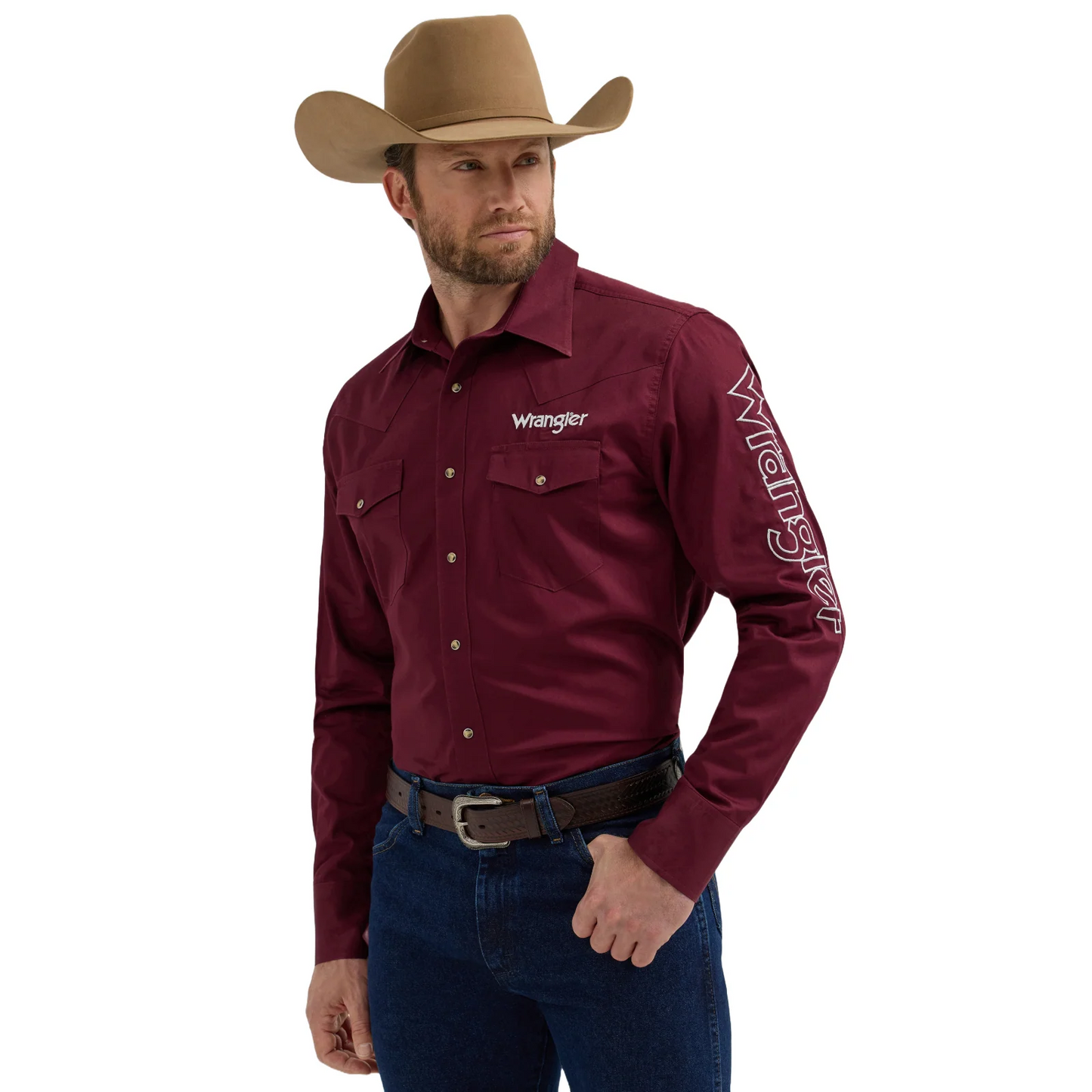 Wrangler Men's HO24 Long Sleeve Button Down Shirt - Wine