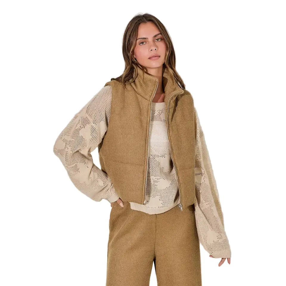 BaeVely Women's Textured Puffer Vest- Multiple Colours