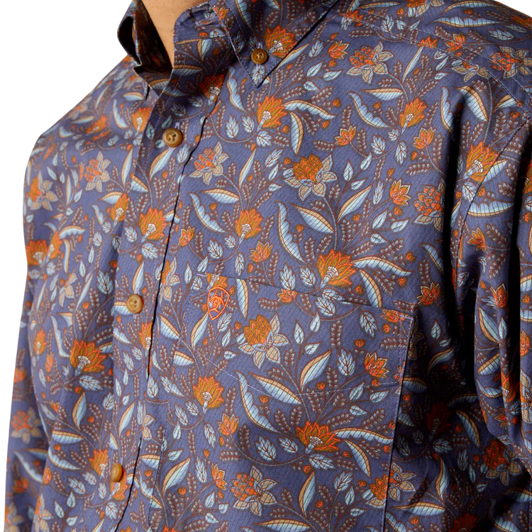 Ariat Men's Ty Classic Fit Long Sleeve Shirt - Dark Blue