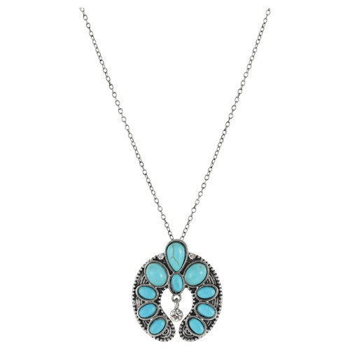 Justin Naja with Faux Turquoise and Clear Crystals 16 inch Necklace