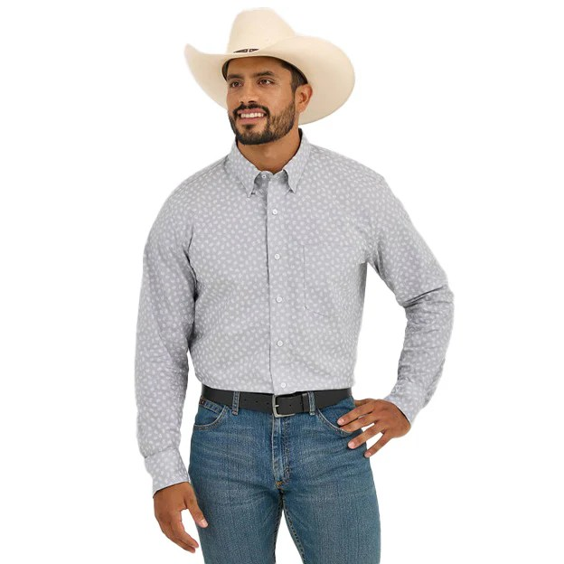 Wrangler Men's Cody Johnson Long Sleeve Shirt- Grey