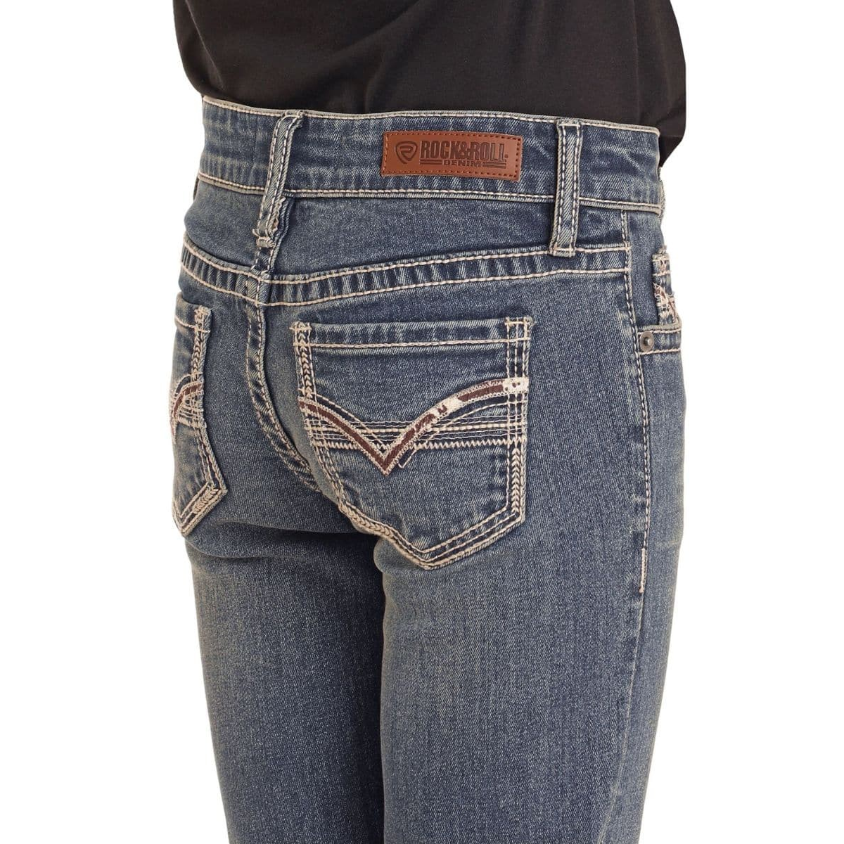 Rock & Roll Girl's Petal Cowhide Boot Cut Jean - Medium Vintage