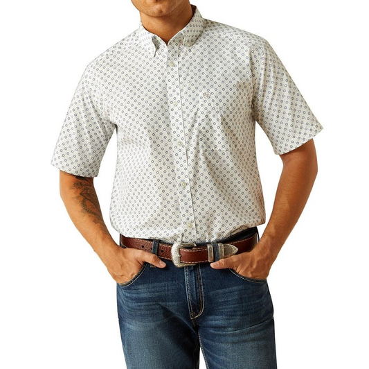 Ariat Men's Short Sleeve Shawn Classic Fit Shirt- White