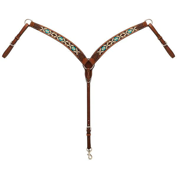 Weaver Turquoise Cross Aztec Contoured Breast Collar