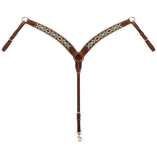 Weaver Turquoise Cross Aztec Contoured Breast Collar