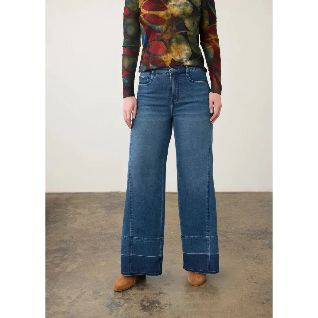 FDJ Suzanne Wide Leg Denim Jeans - Medium Blue