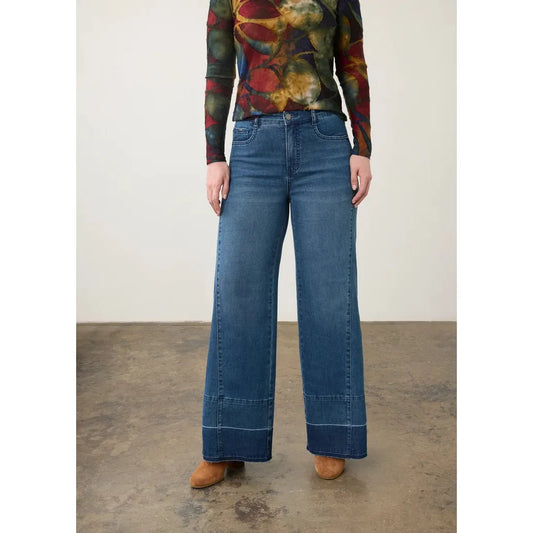 FDJ Suzanne Wide Leg Denim Jeans - Medium Blue