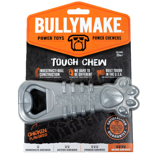 Bullymake Doy Toy Tough Chew Nylon Paw Opener Silver-Chicken Flavour