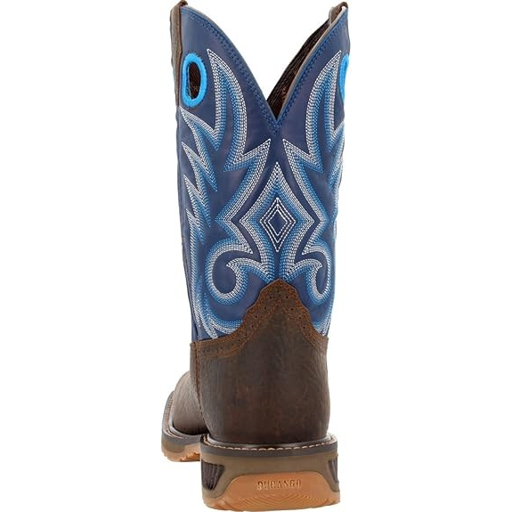 Durango Men's Brown 11" Western Worn Saddle and Denim Blue Boots