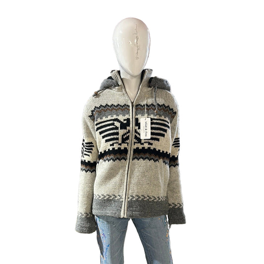 Wild & Free Unisex Wool Eagle Sweater - Natural/Grey