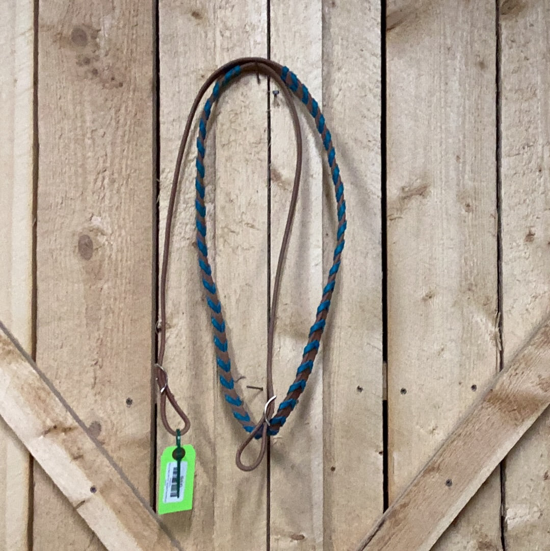 Irvine 5/8"x8' Harness Laced Roping Reins - Natural w/Turquoise
