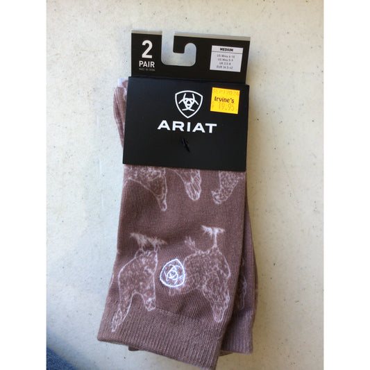 Ariat Socks - Chestnut/Natural - 2 pck