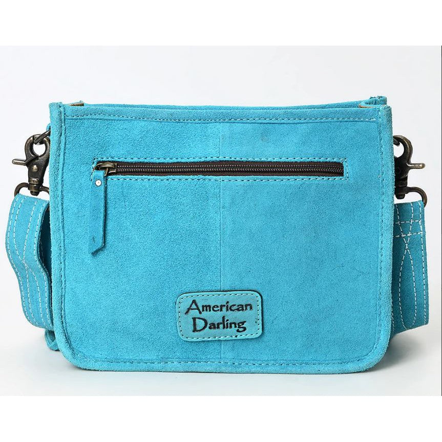 American Darling Crossbody Genuine Western Suede Leather Bag - Blue