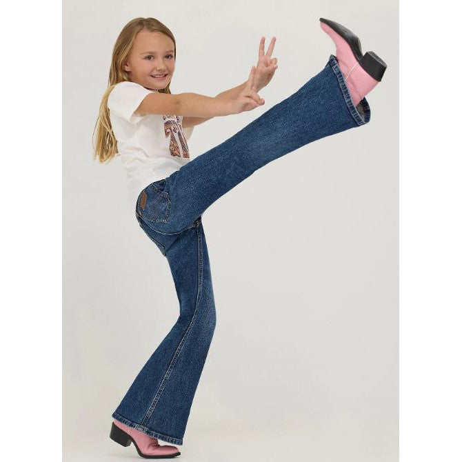 Wrangler Girl's Lainey Wilson Bell Bottom Jeans- Dark Wash