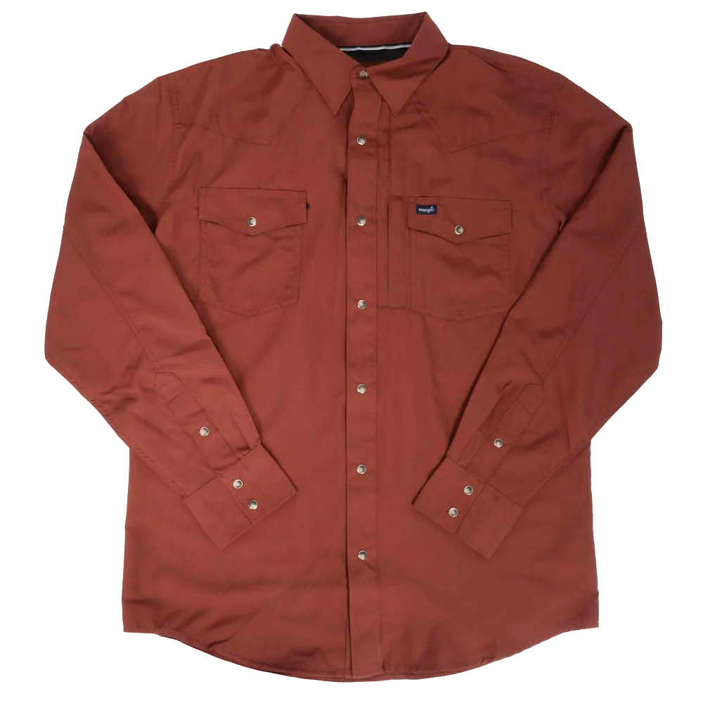 Wrangler Men's Long Sleeve Performance Shirt- Henna