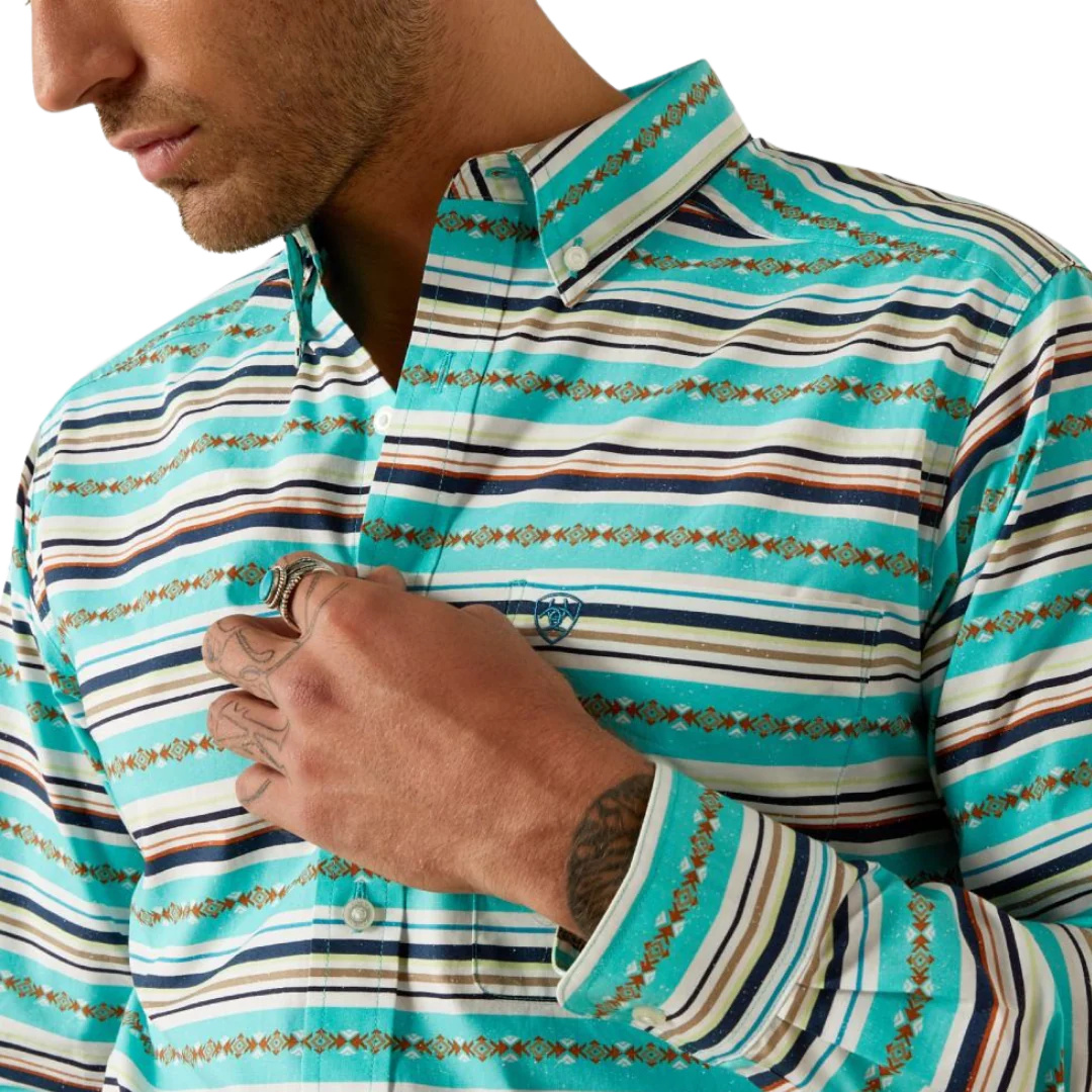 Ariat Men's Long Sleeve Jimmie Fitted Shirt - Turquoise