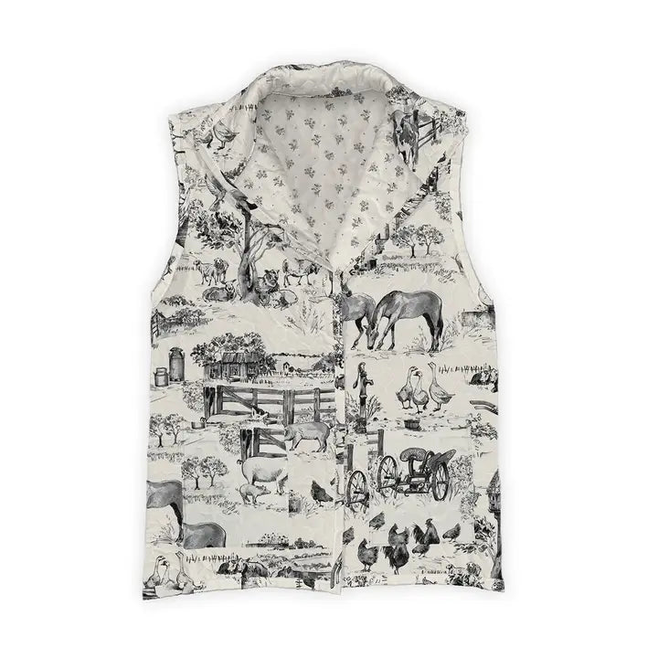 Ida Mae Home Aledo Toile Linen Black Ruby Vest