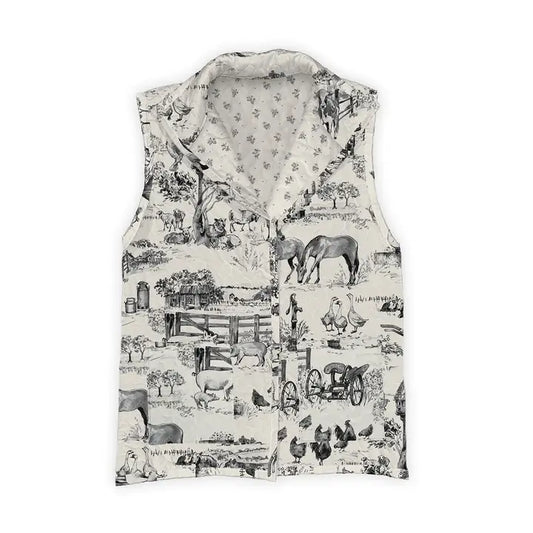 Ida Mae Home Aledo Toile Linen Black Ruby Vest