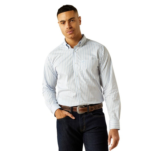 Ariat Men's Wrinkle Free Dezmond Long Sleeve Classic Fit Shirt - Blue