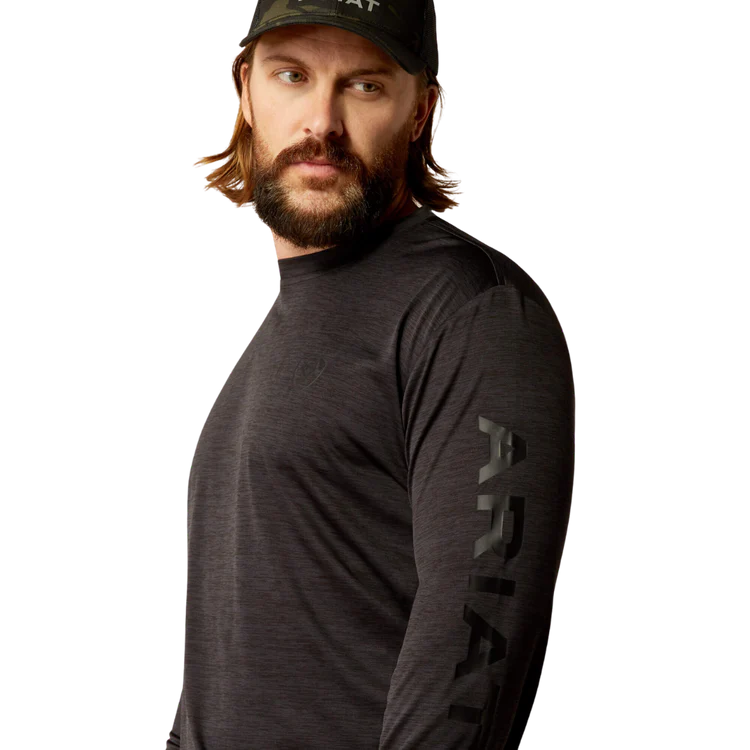 Ariat Men's Charger Logo Long Sleeve Shirt - Black Heather