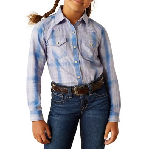 Ariat Girl's Anna Snap Long Sleeve Shirt - Sweet Lavender Plaid