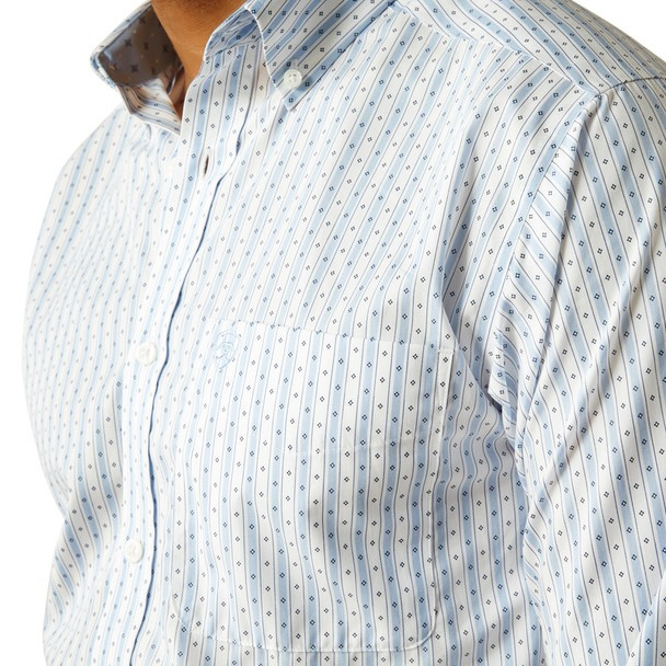 Ariat Men's Wrinkle Free Dezmond Long Sleeve Classic Fit Shirt - Blue