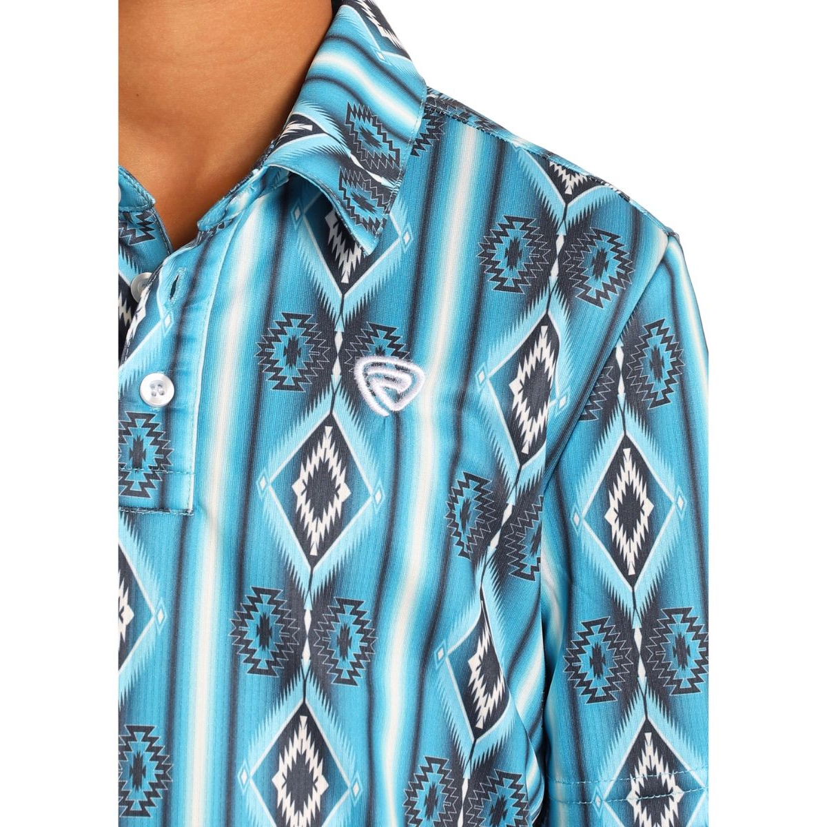 Rock & Roll Boy's Printed Polo Short Sleeve Shirt - Blue
