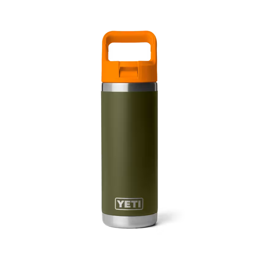 Yeti  Rambler® 532mL Water Bottle w/Colour Matched Straw Cap - Olive/King Crab Orange