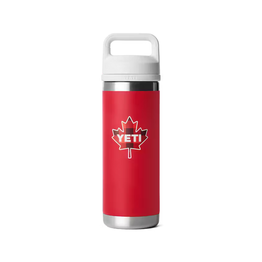 Yeti Rambler® 532mL Bottle w Color Matched Chug Cap - Red/White Can Badge