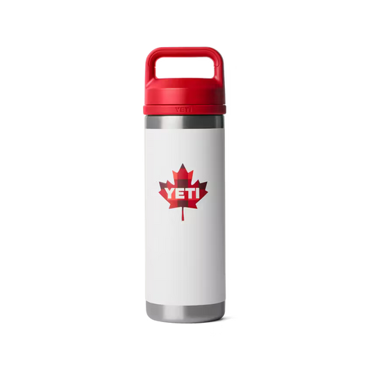 Yeti Rambler® 532mL Bottle w Color Matched Chug Cap - White/Red Can Badge