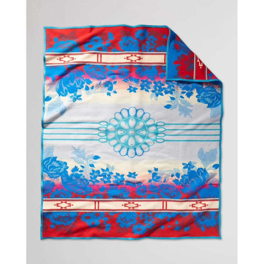 Jacqueard Napped Blacket Gather- Blue