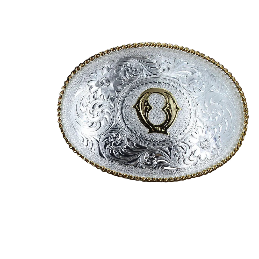 Montana Silversmiths Initial R Silver Engraved Gold Trim Western Belt ...