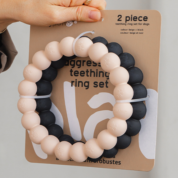 Dexypaws Dog Aggresive Chew Teething Ring-Nude &amp; Black - Irvine Tack &amp; Western Wear