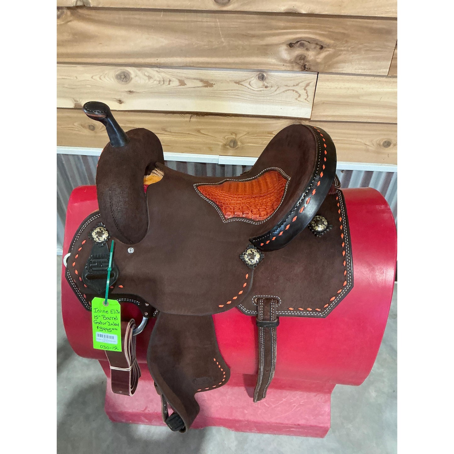 Irvine Elite 15" Barrel Saddle-Gator Inlay Seat - Irvine Tack & Western Wear