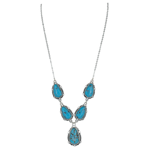 Justin Women's Necklace Faux Turquoise Drop with Chandelier