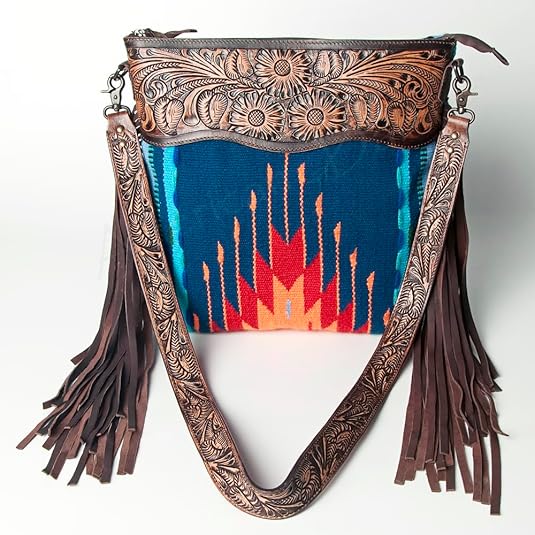 American Darling Hand Tooled Leather Saddle Blanket Inspired Western Women's Bag