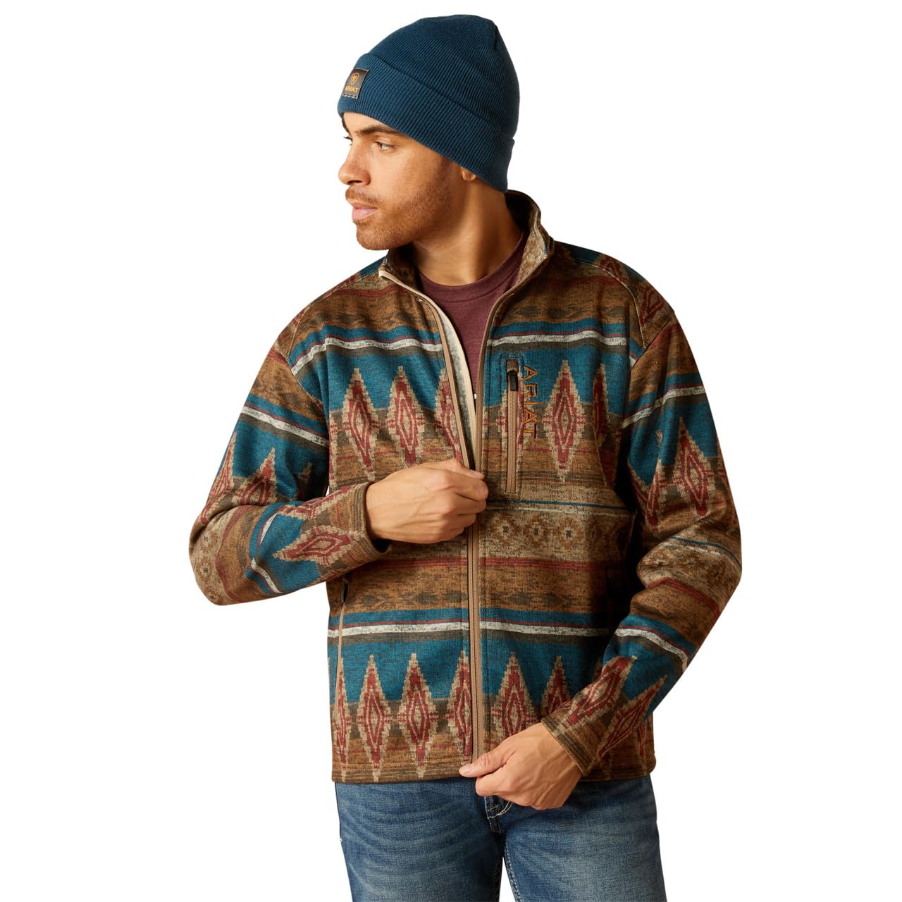 Ariat Men's Caldwell Printed Long Sleeve Shirt- Oxford Tan Southwest Print