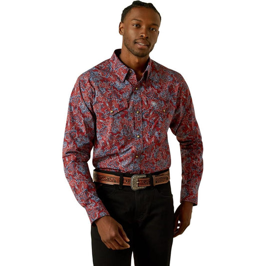 Ariat Men's Tyrone Fitted Classic Fit Long Sleeve Shirt - Dark Red