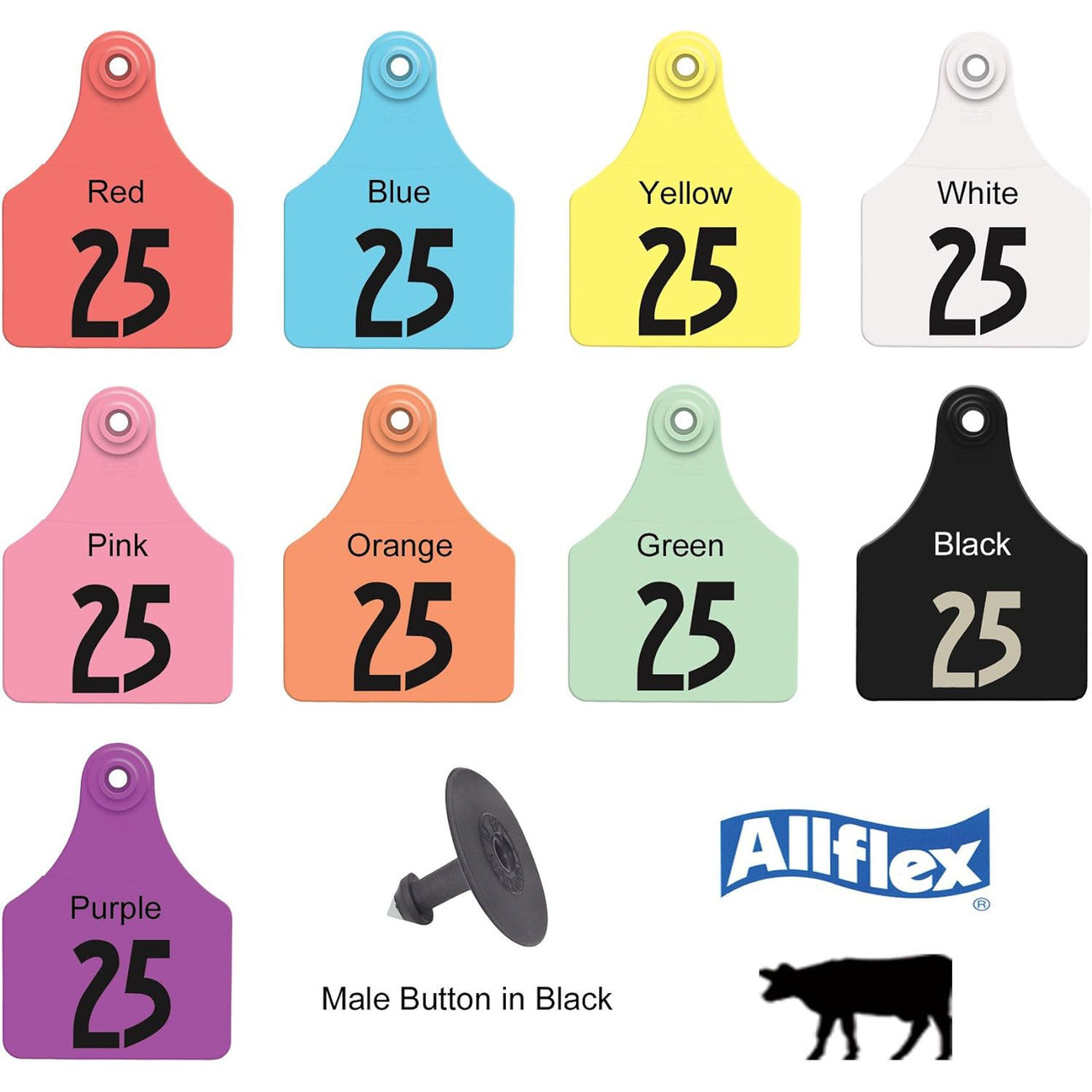 Allflex Cattle Ear Tag Complete Numbered 2 piece-25/pk