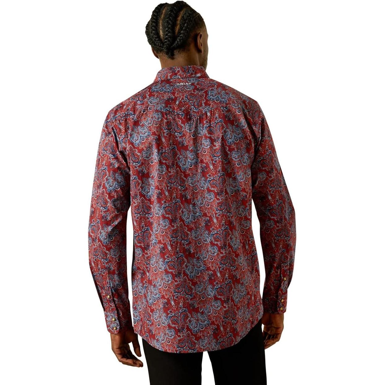Ariat Men's Tyrone Fitted Classic Fit Long Sleeve Shirt - Dark Red