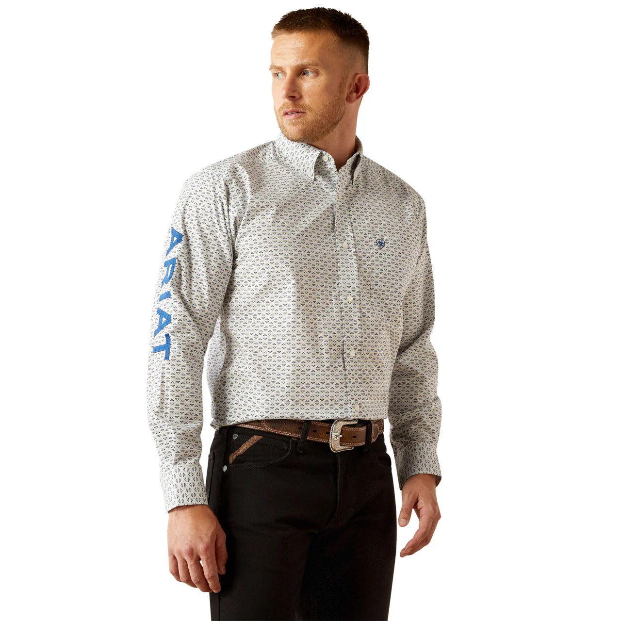 Ariat Men's Long Sleeve Team Drew Classic Fit Shirt - Blue/Navy