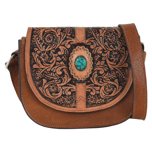 Tony Lama  Women's Crossbody Tooled with Floral Scroll