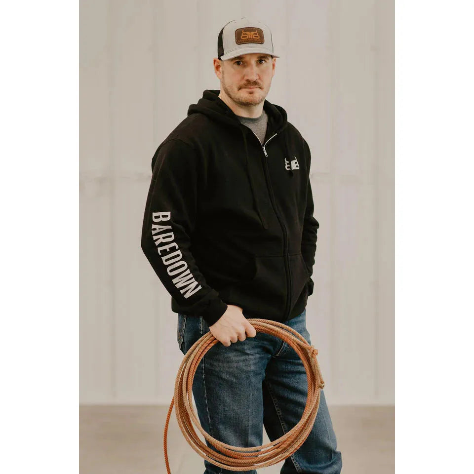 Baredown Brand Zip Up Hoodie-Black