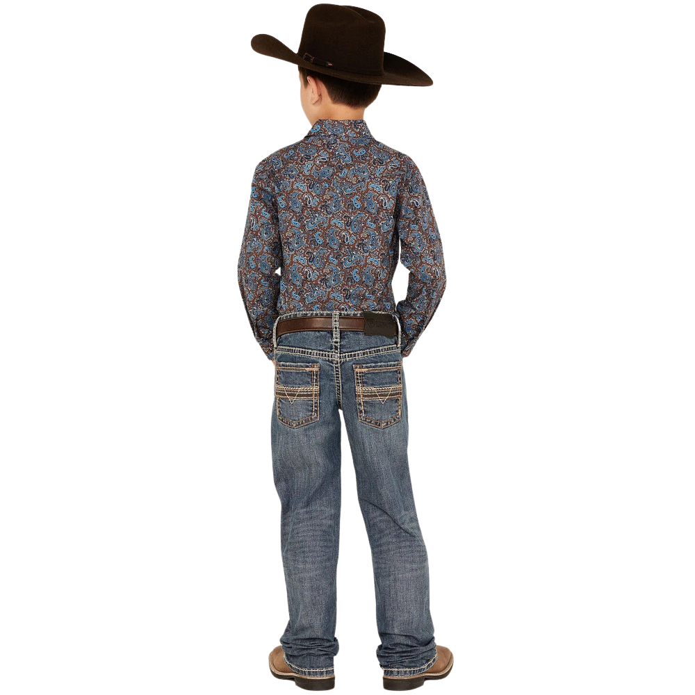 Rock & Roll Boy's Leather Emblem Bootcut Jeans - Medium Vintage