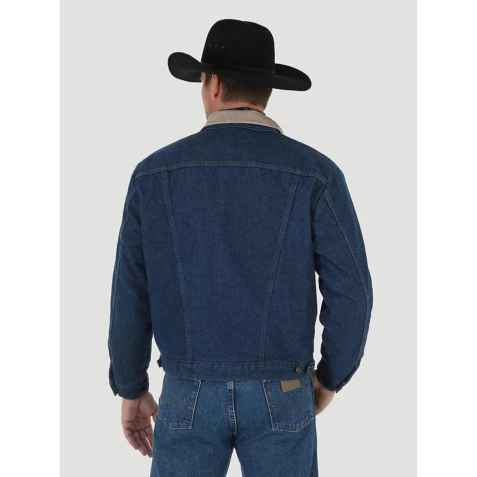 Wrangler Men's Blanket Lined Corduroy Collar Denim Jacket - Prewashed Indigo