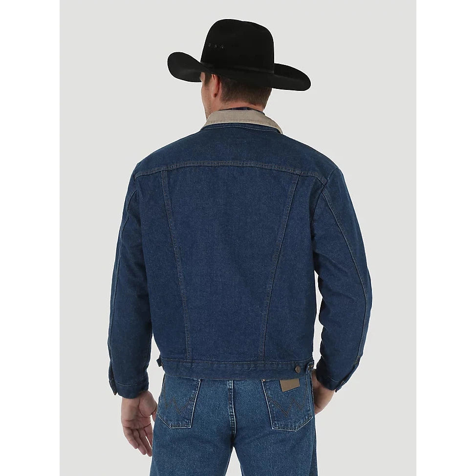 Wrangler Men's Blanket Lined Corduroy Collar Denim Jacket - Prewashed Indigo - Irvine Tack & Western Wear