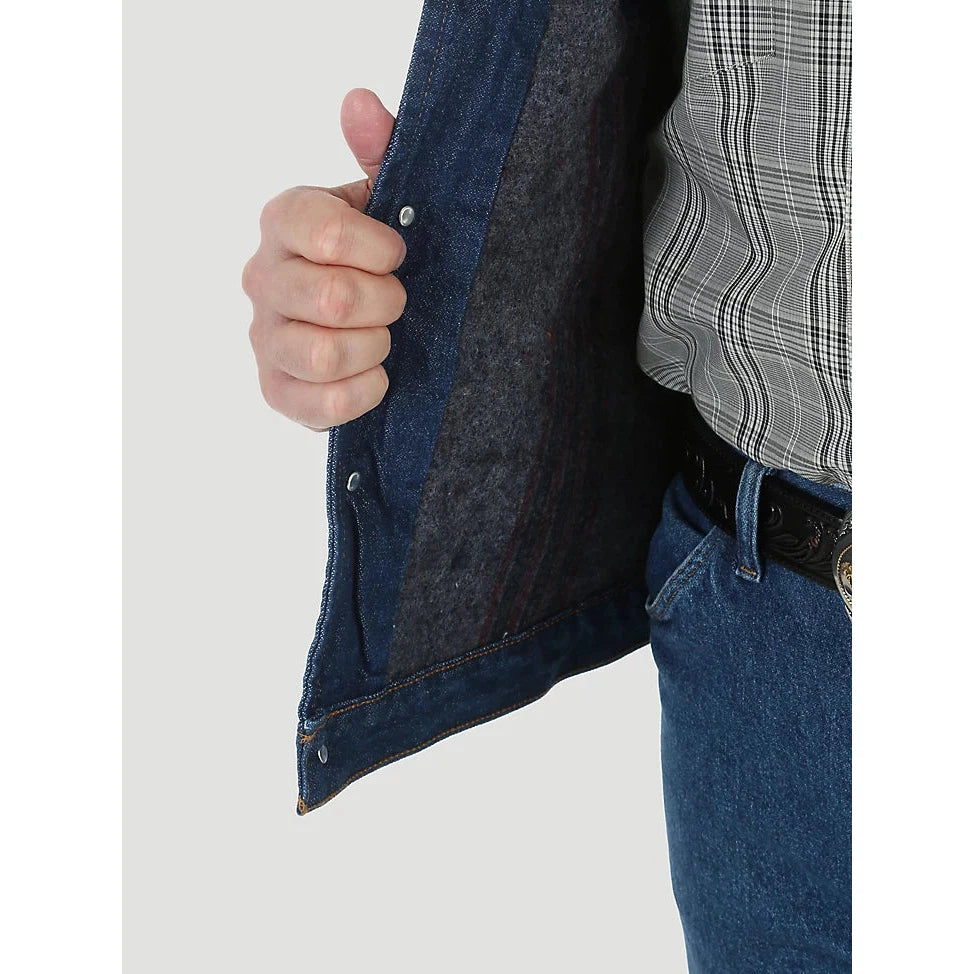 Wrangler Men's Blanket Lined Corduroy Collar Denim Jacket - Prewashed Indigo